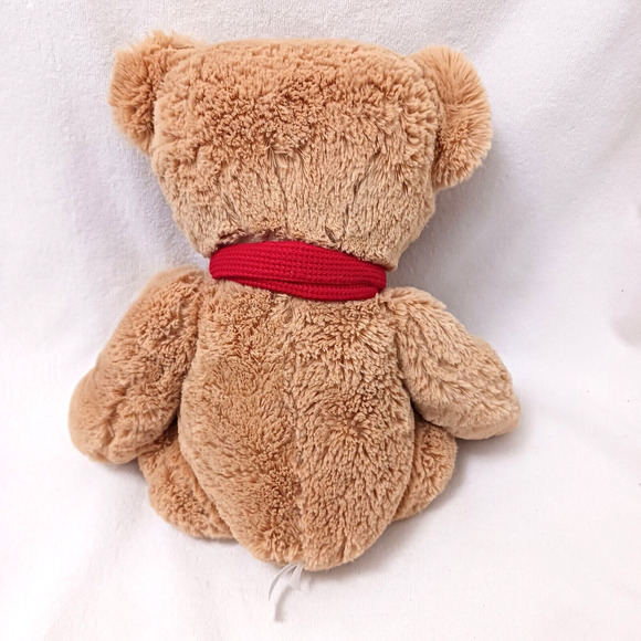 2012 Kohls Plush Teddy Bear 13" Sitting Huggable Toy Beige Tan w Scarf Nostalgia - Picture 10 of 16